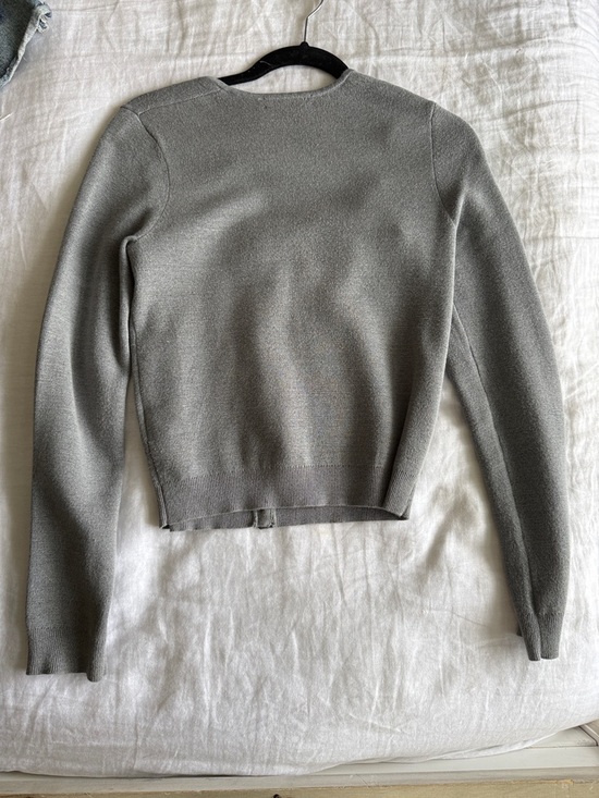 OAK + FORT Light Gray Cropped Button-Front Cardigan - Picture 2 of 2